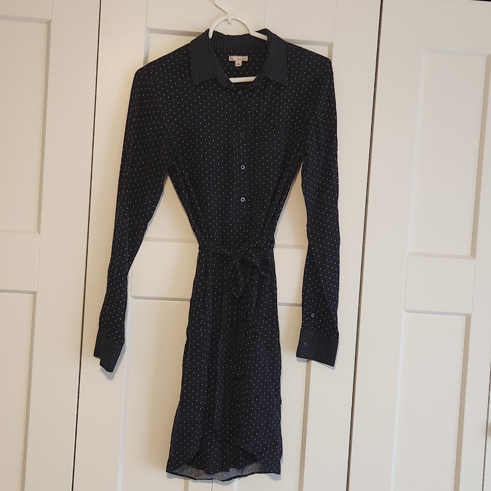 GAP Navy Long Sleeve Polka Dot Dress
